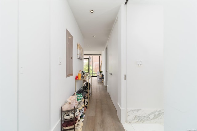 hallway featuring light wood-type flooring