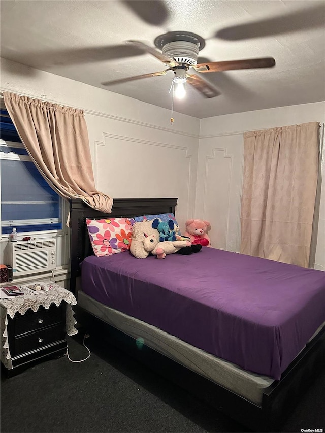 bedroom featuring carpet flooring and ceiling fan