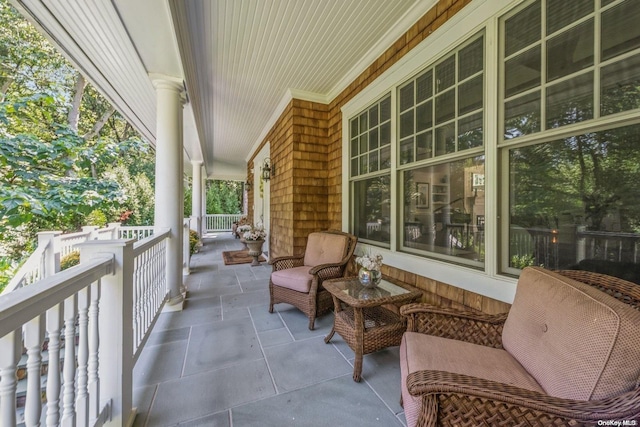 view of patio featuring covered porch