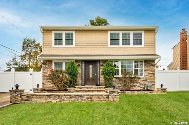 6 George Ave, Hicksville, NY 11801 - colonial-style house featuring stone siding