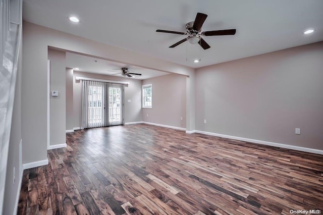6 George Ave, Hicksville, NY 11801 - empty room featuring ceiling fan, wood finished floors, and recessed lighting