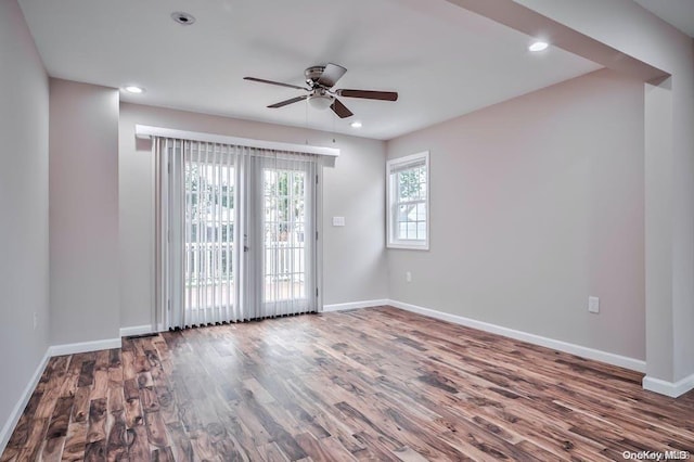 6 George Ave, Hicksville, NY 11801 - unfurnished room featuring a ceiling fan, wood finished floors, and recessed lighting