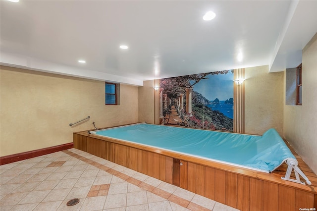 interior space featuring light tile patterned flooring