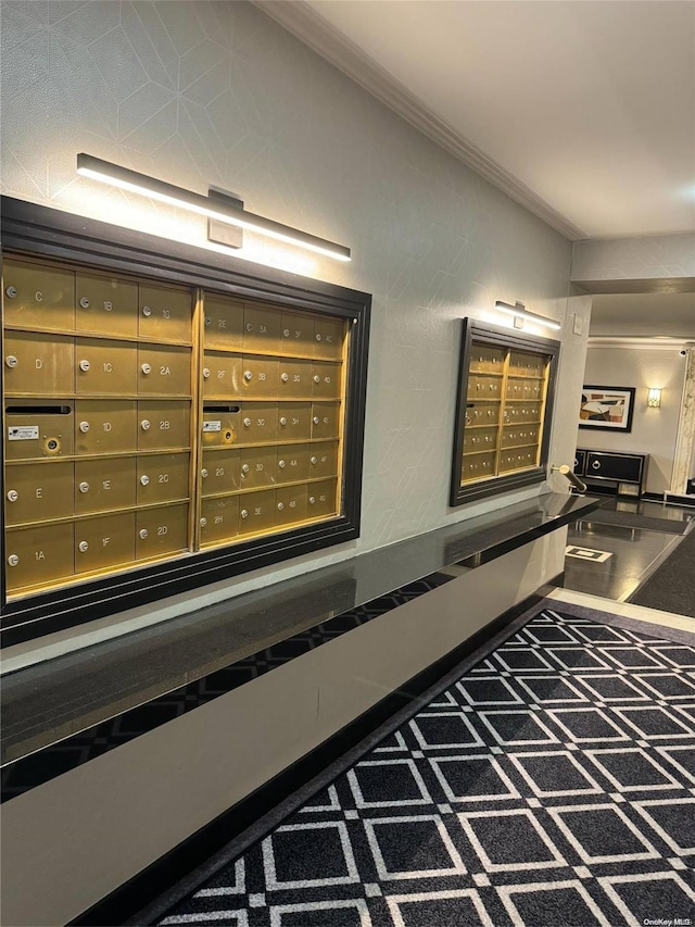 67-76 Booth St Unit 1G, Forest Hills, NY 11375 - hall with mail area and crown molding