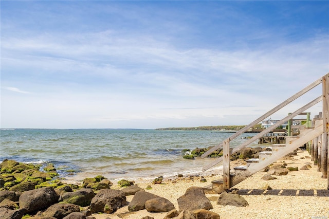 property view of water featuring a view of the beach