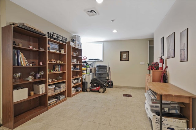 misc room with light tile patterned flooring