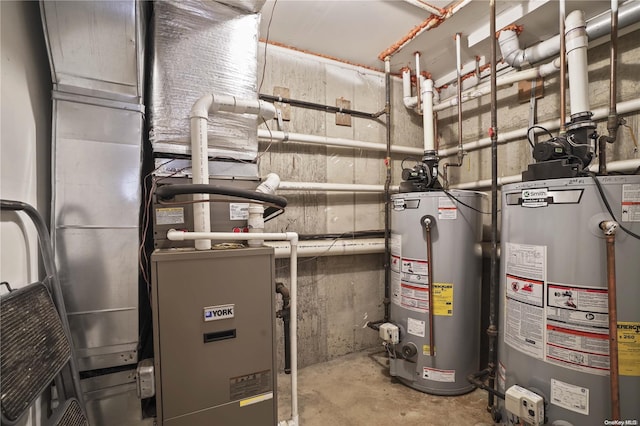 utility room with water heater