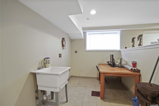 interior space with tile patterned floors