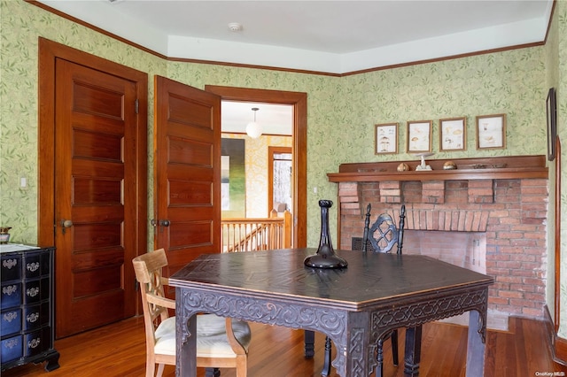 dining area with hardwood / wood-style flooring