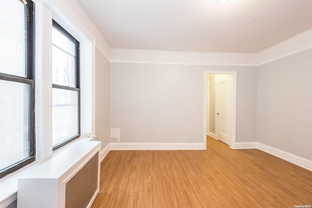 spare room with light wood-type flooring and a wealth of natural light