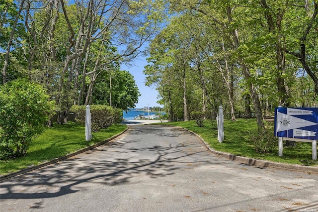 view of street featuring a water view