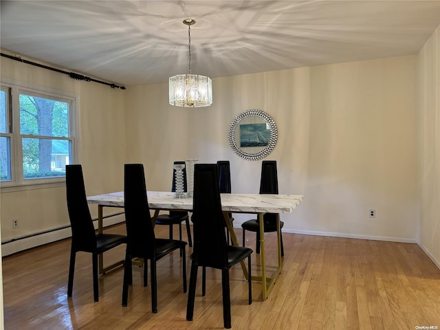 dining room featuring a chandelier and light hardwood / wood-style flooring