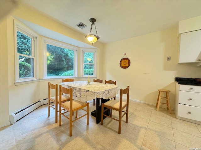 dining room featuring a baseboard heating unit