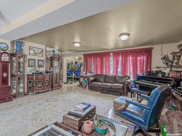 view of tiled living room