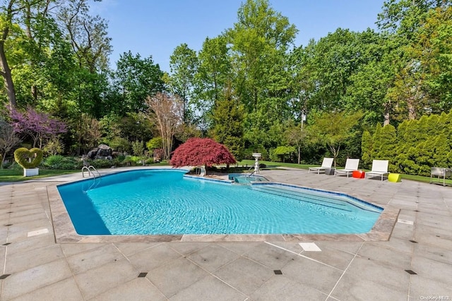 view of pool featuring a patio area