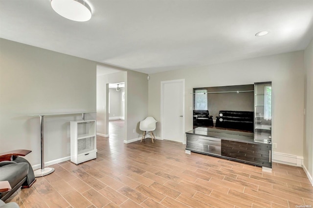 living room featuring light wood-type flooring