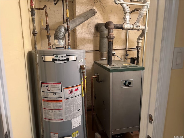 utility room featuring water heater