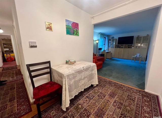 view of carpeted dining room