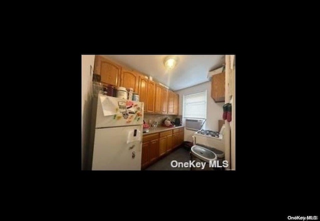 kitchen with white fridge