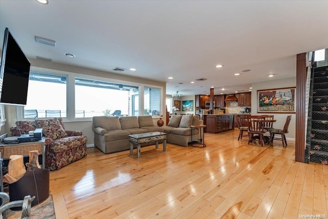 living room featuring light hardwood / wood-style floors