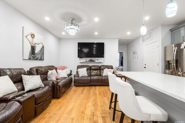 living room with light wood-type flooring