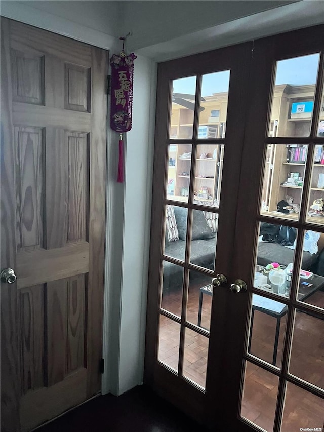 entryway featuring french doors