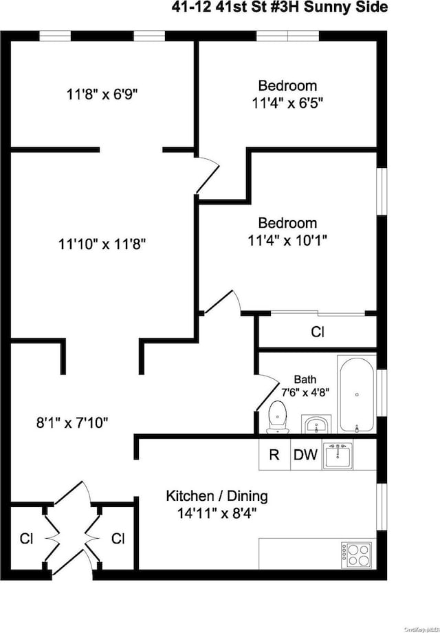 41-12 41st St Unit 3-H, Sunnyside, NY 11104 - floor plan / room layout