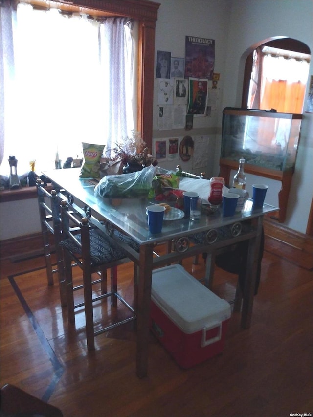 dining room with wood-type flooring