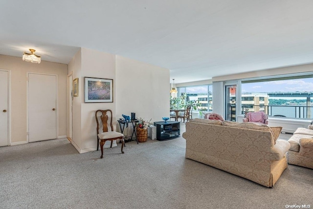 living room with light carpet