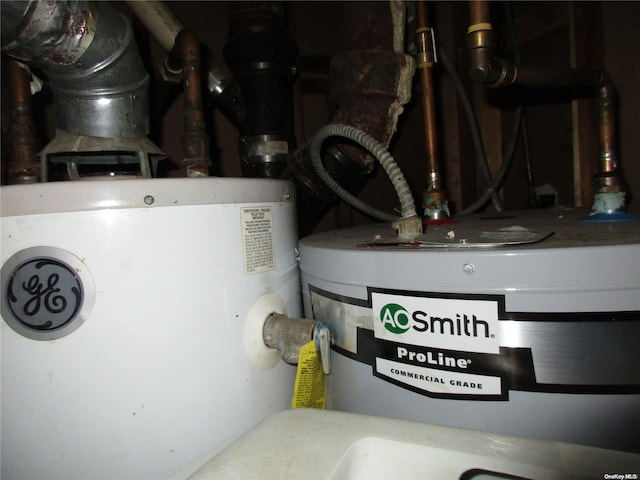 utilities featuring strapped water heater and gas water heater