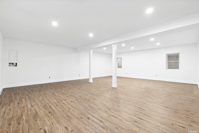 21 Montauk Hwy Unit 5, Westhampton, NY 11977 - finished below grade area featuring recessed lighting, light wood-style flooring, baseboards, and electric panel