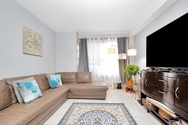 view of tiled living room