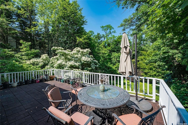 90 E Broadway, Roslyn, NY 11576 - view of patio with outdoor dining area and a wooden deck