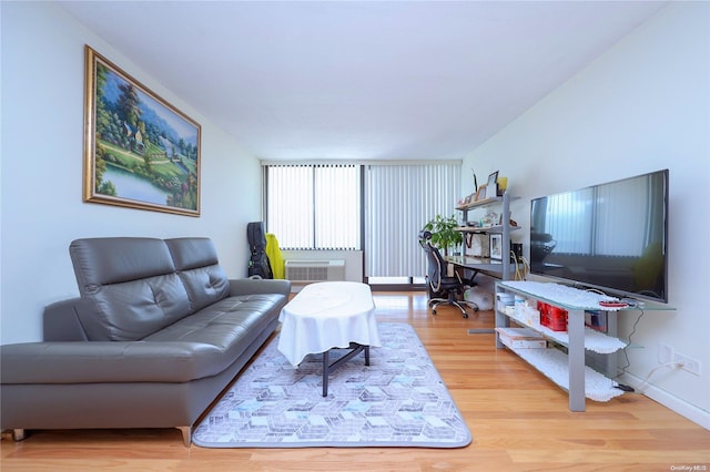 living room with hardwood / wood-style flooring