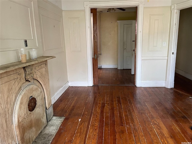 hall featuring dark hardwood / wood-style floors