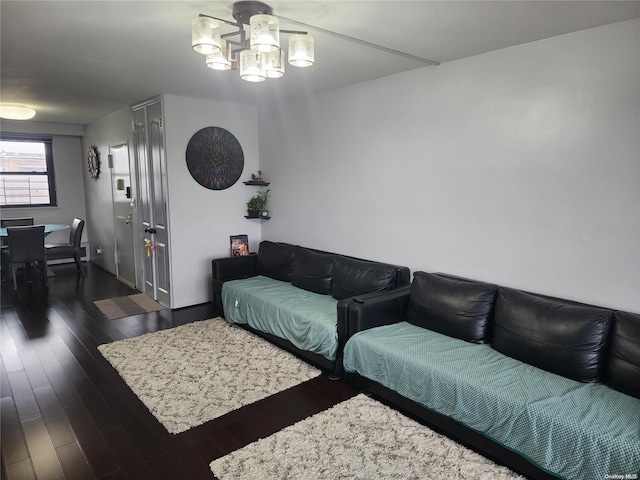 living room featuring dark hardwood / wood-style floors