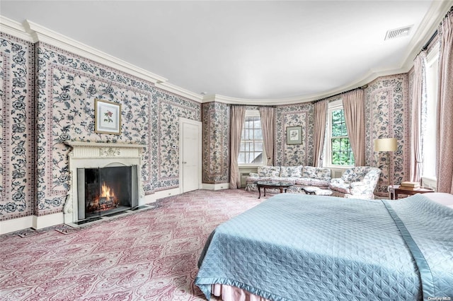 bedroom featuring ornamental molding