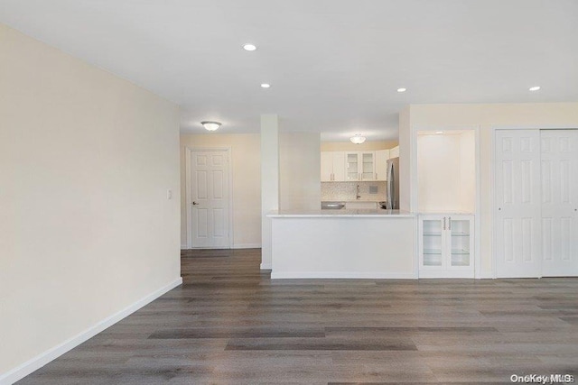 unfurnished living room featuring dark hardwood / wood-style flooring