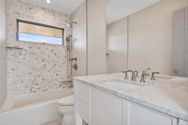 451 Dune Rd, Westhampton Beach, NY 11978 - bathroom featuring vanity, toilet, and shower / washtub combination