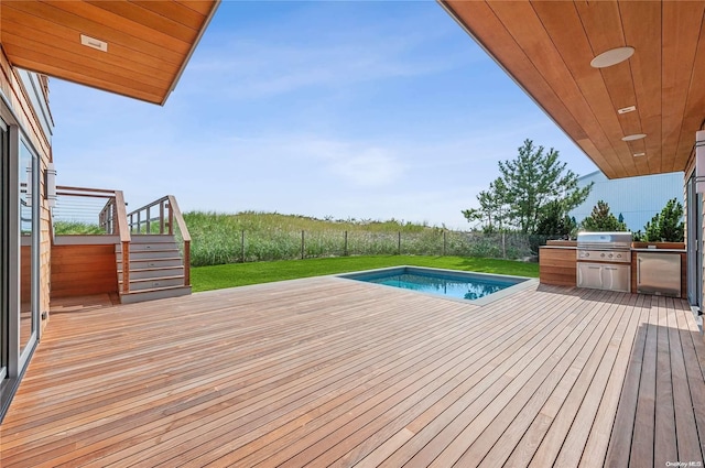 451 Dune Rd, Westhampton Beach, NY 11978 - deck featuring stairs and an outdoor pool