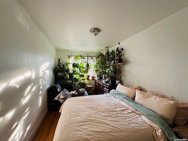 bedroom featuring dark hardwood / wood-style flooring