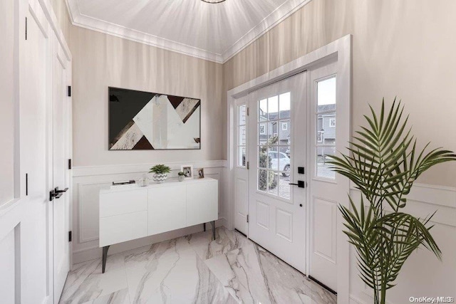 16 Ocean Watch Ct Unit 16, Freeport, NY 11520 - foyer entrance with light marble finish flooring and crown molding