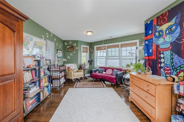 sitting room featuring dark hardwood / wood-style floors