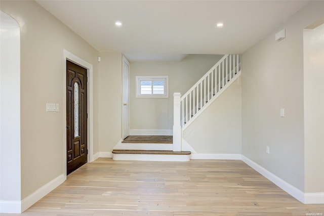 foyer entrance featuring light hardwood / wood-style floors