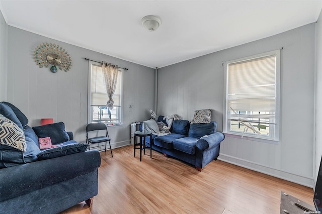 living room with hardwood / wood-style floors