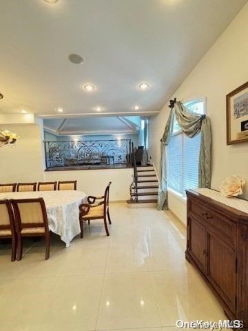 dining room with light tile patterned floors