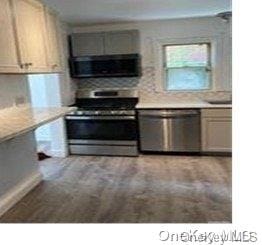 kitchen featuring hardwood / wood-style floors, stainless steel appliances, and exhaust hood