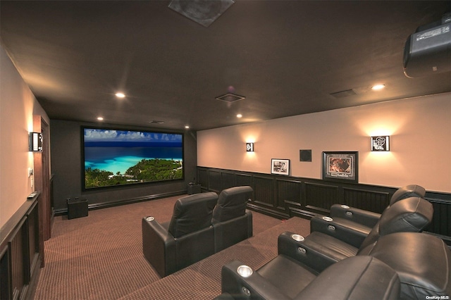 view of carpeted cinema room