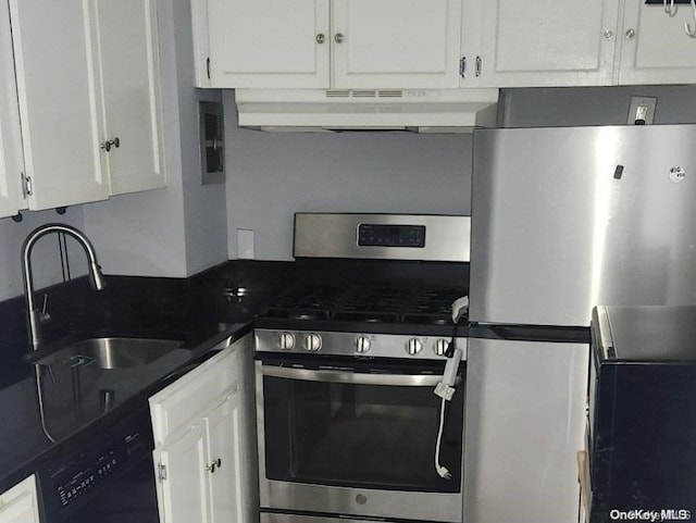 kitchen with sink, white cabinetry, and stainless steel appliances