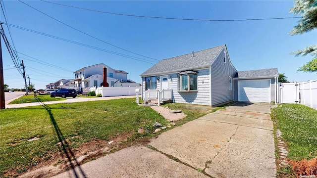 exterior space featuring a yard and a garage